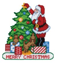 Design Works 3615 Santa Decorating Tree Plastic Cross Stitch Kit