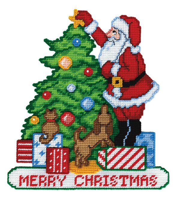 Design Works 3615 Santa Decorating Tree Plastic Cross Stitch Kit
