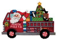 Design Works 3631 3631 Fire Truck Santa Plastic Cross Stitch Kit