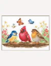 A1040 Spring Birds Aine Cross Stitch Kit with Aida fabric