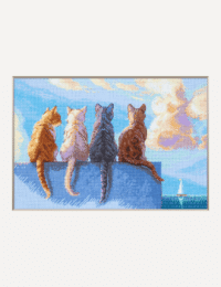 A1034 Cats by the Sea Aine Cross Stitch Kit with Aida fabric