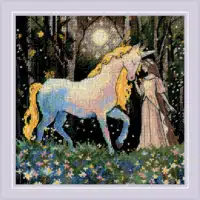 Riolis 2307 Unicorn Tale Cross Stitch Kit with Aida fabric