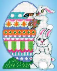 Design Works 3603 Painting Bunnies Plastic Cross Stitch Kit