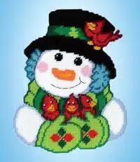 Design Works 3687 Snowman with Cardinals Plastic Cross Stitch Kit