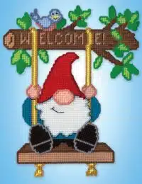 Design Works 3722 Welcome Gnome Plastic Cross Stitch Kit