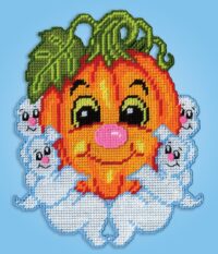 Design Works 3838 Pumpkin & Ghosts Plastic Cross Stitch Kit