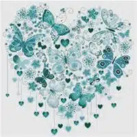 Teal Butterfly Heart X Squared Cross Stitch