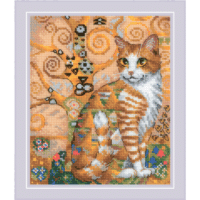 Riolis 2319 Golden Cat Cross Stitch Kit with Aida fabric