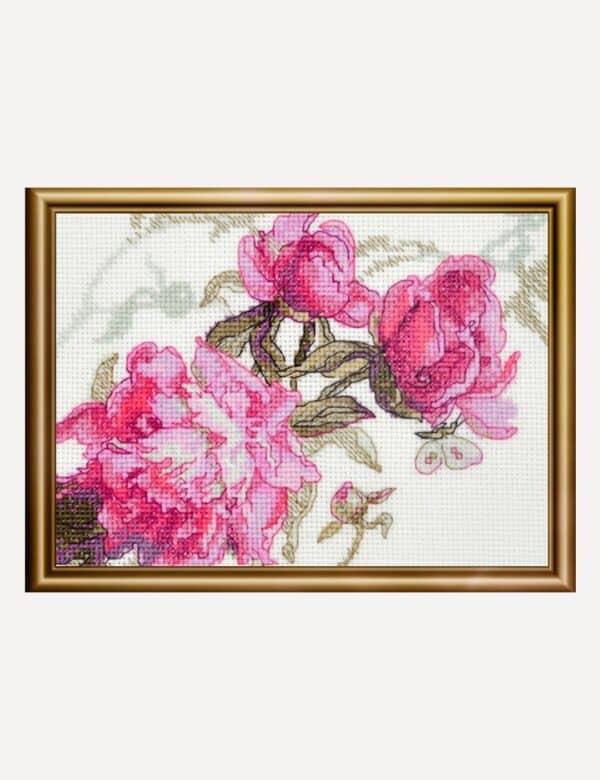 A1010 Peonies. Whisper Cross Stitch Kit