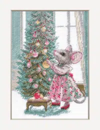 A1026 Merry Mouse Aine Cross Stitch Kit with Aida fabric