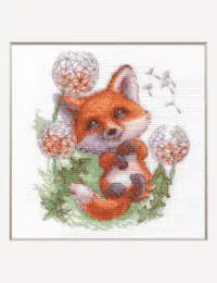 A1022 Dandelion Fox Aine Cross Stitch Kit with Aida fabric