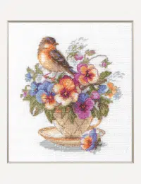 A1025 Tea Blossom Aine Cross Stitch Kit with Aida fabric