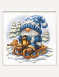 A1045 Snowy Gnome Aine Cross Stitch Kit with Aida fabric