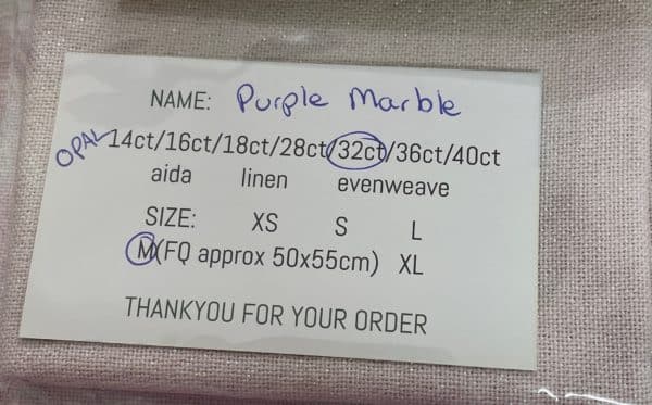 Paddock Lane Designs 32 Count Opalescent Evenweave FQ Purple Marble