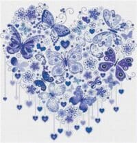 X Squared Cross Stitch Dark Blue Butterfly Heart