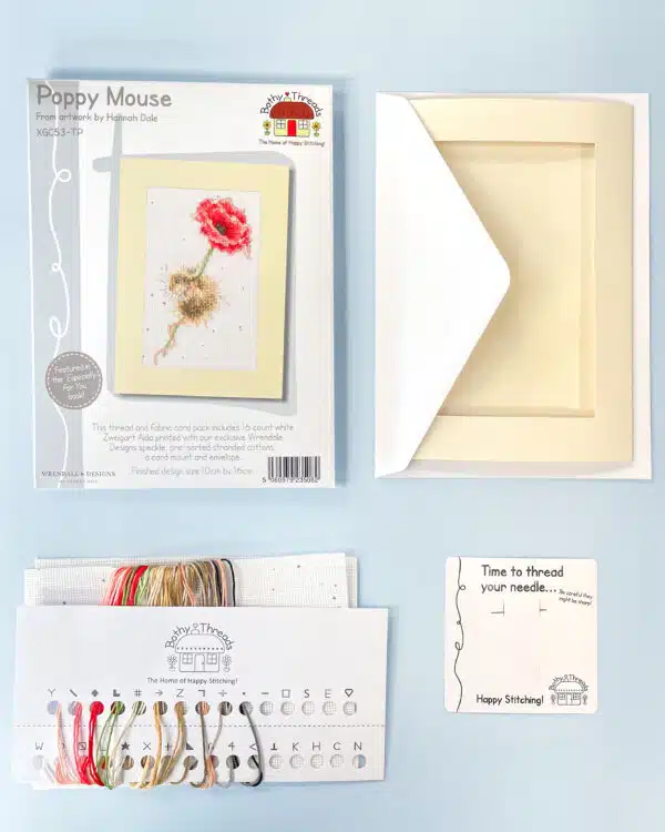 Bothy Threads XGC53-TP Poppy Mouse - Thread and Fabric Pack