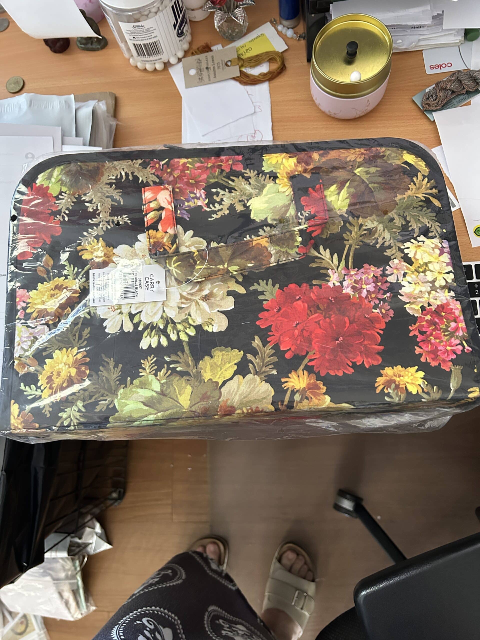 Florals Black CARRY ALL STORAGE CASE