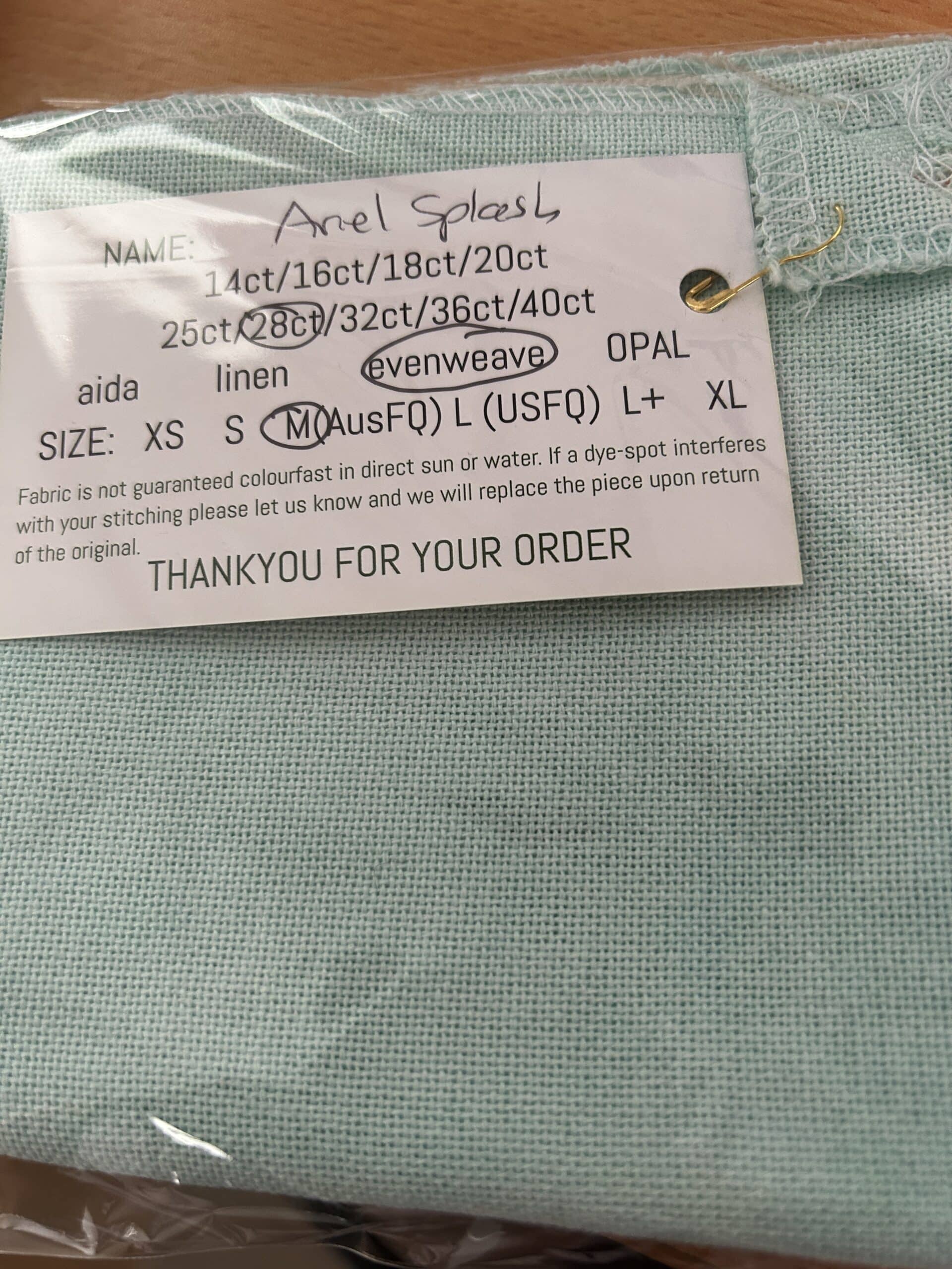 Paddock Lane Designs 28ct Evenweave Ariel Splash