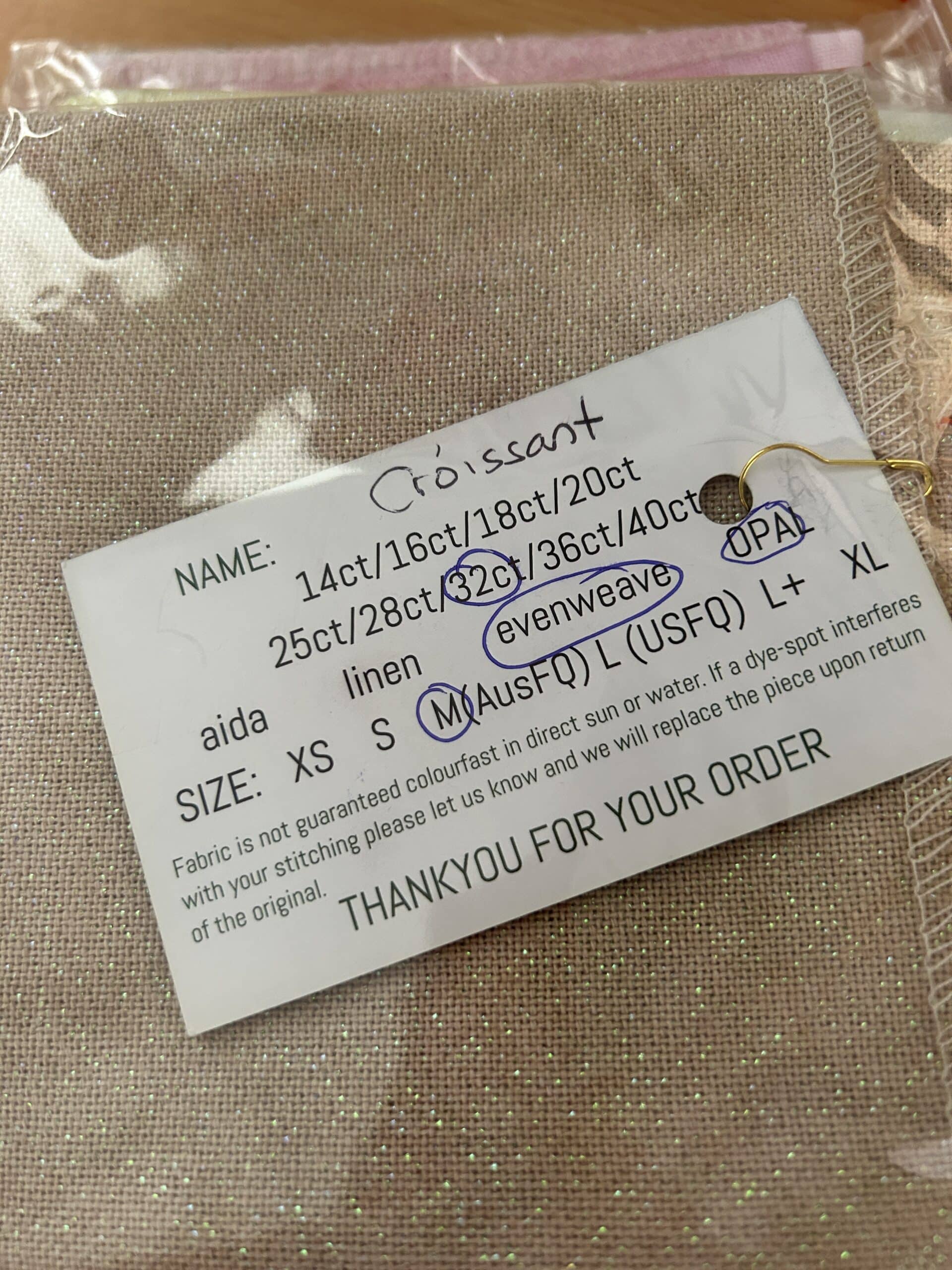 Paddock Lane Designs 32ct Evenweave Opalescent Croissant