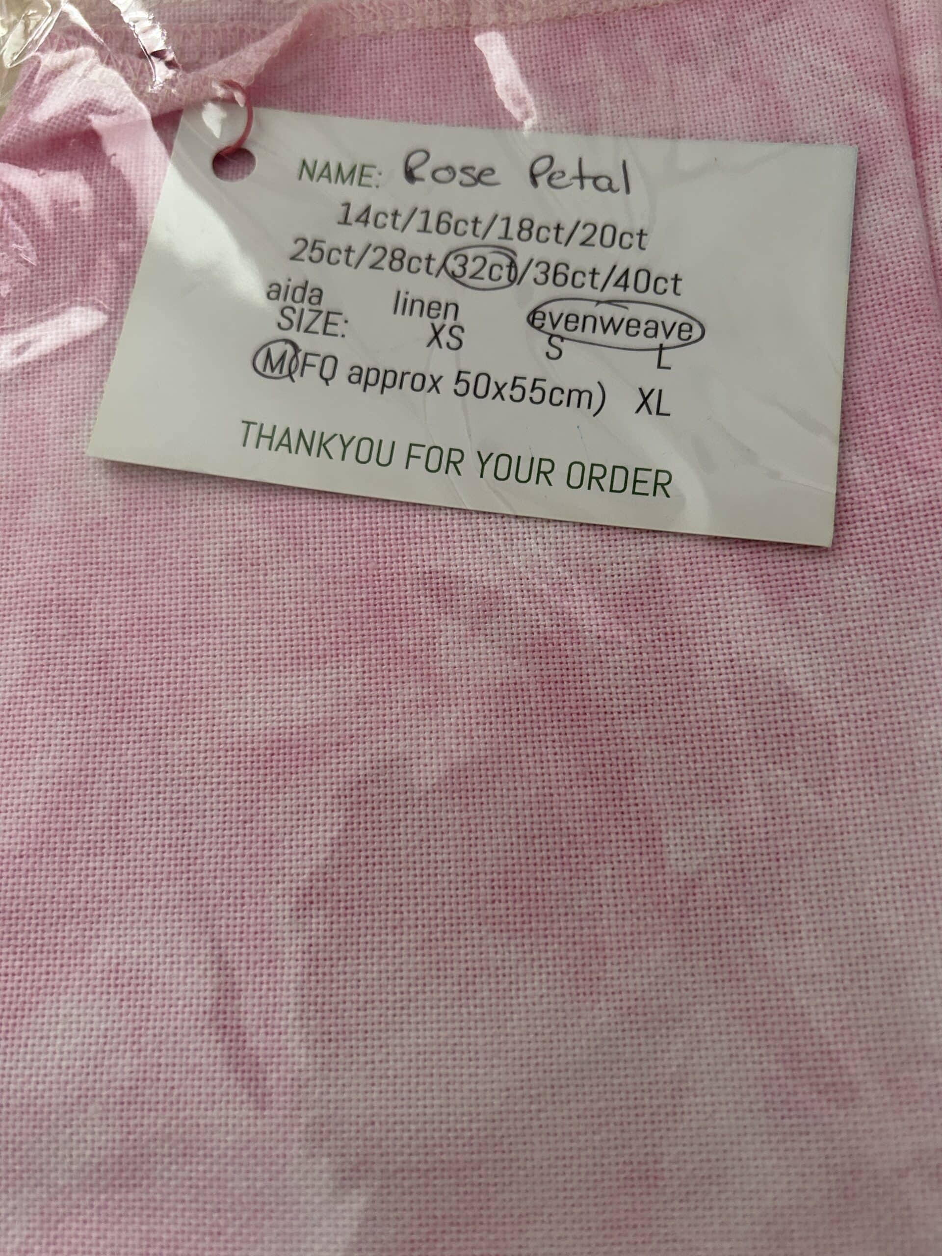 Paddock Lane Designs 32ct Evenweave Rose Petal