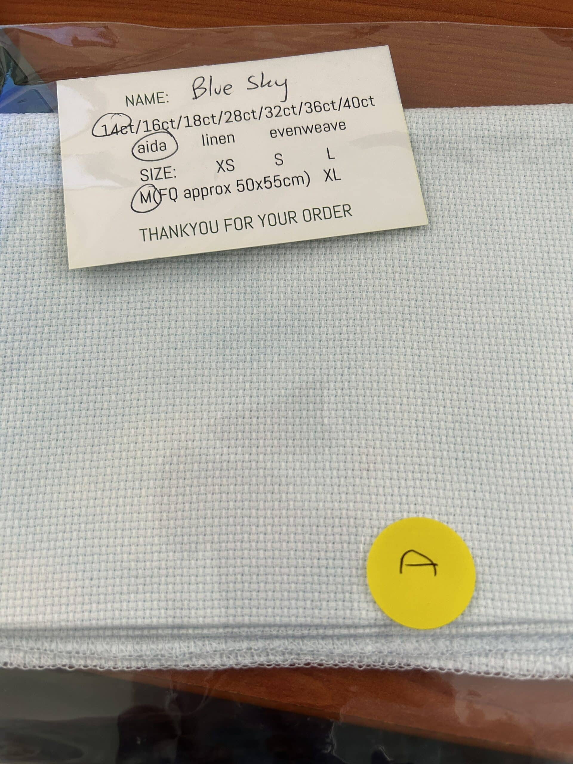 Paddock Lane Designs 14 Count Aida FQ Blue Sky JK's Cross Stitch Supplies