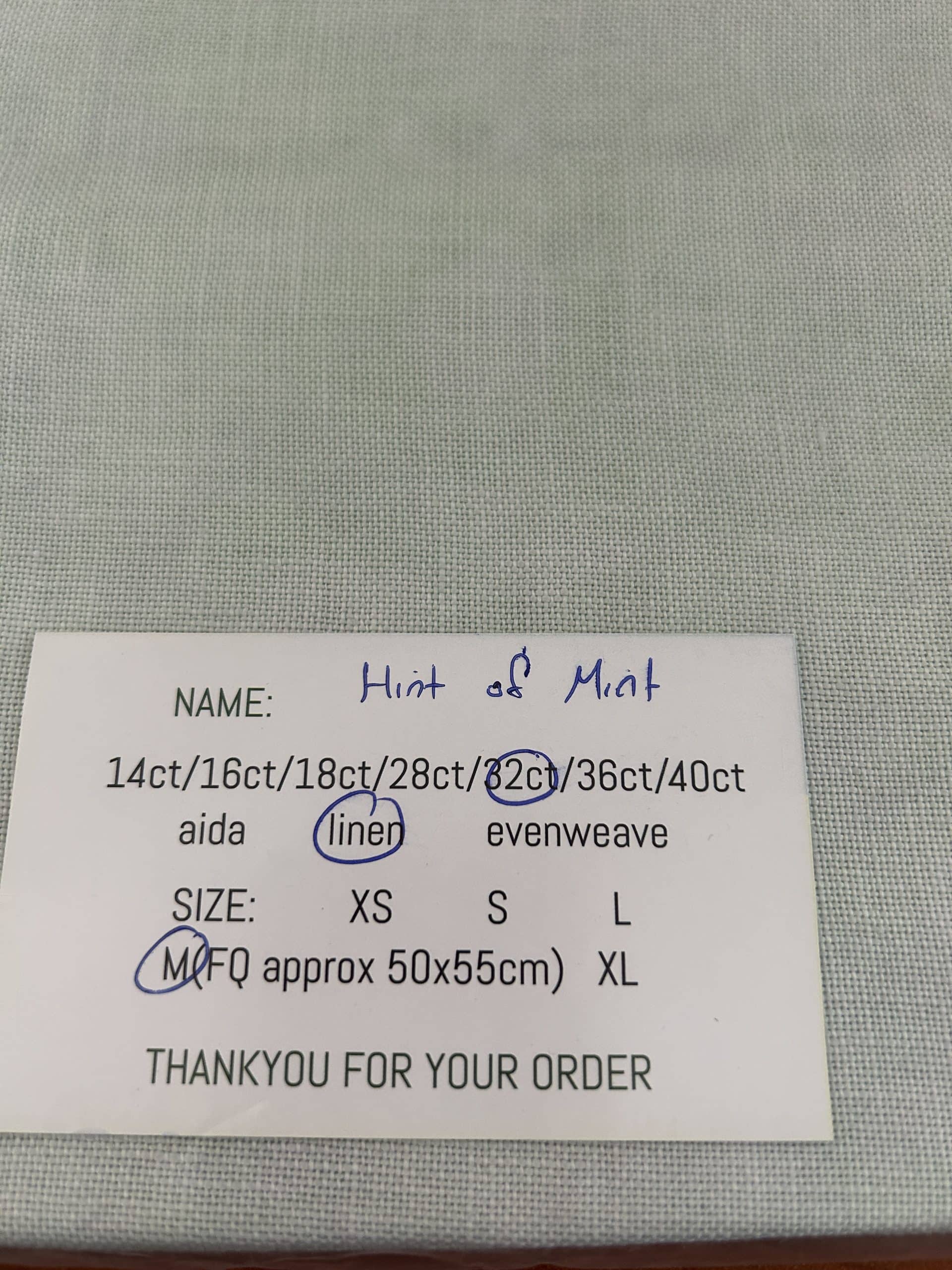 Paddock Lane Designs 32ct Linen Hint of Mint JK's Cross Stitch Supplies