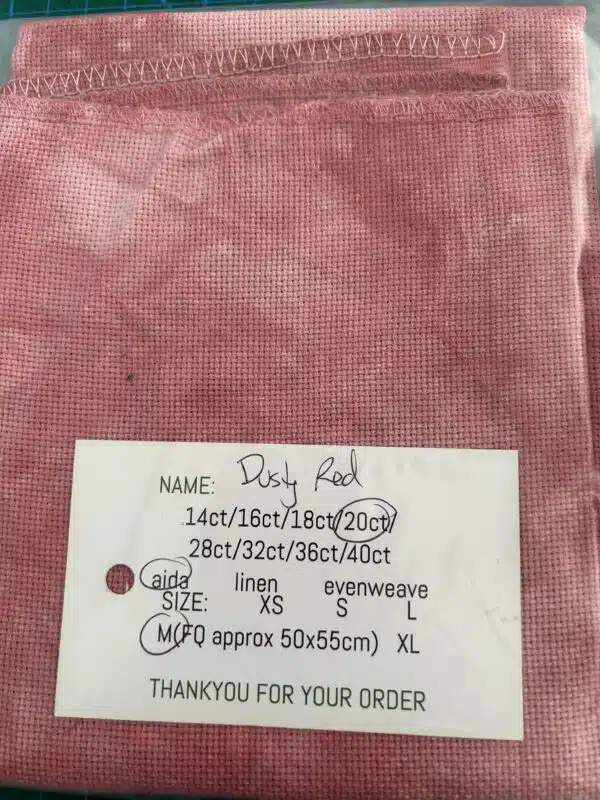 Paddock Lane Designs 20 Count Aida FQ Dusty Red