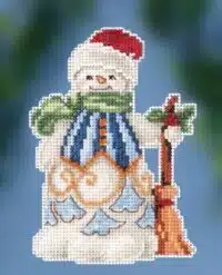 Mill Hill Kit Clean Sweep Snowman Jim Shore Beaded Cross Stitch Kit JS20-2013