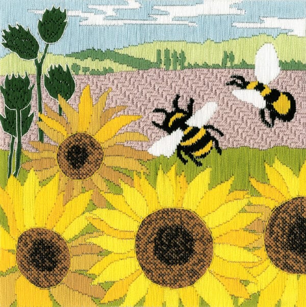 Bothy Threads SSKH4 Sunflower Fields Silken Scenes Long Stitch Kit