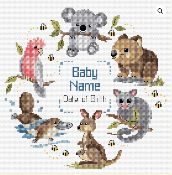 Country Threads Little Aussie Birth Sampler FJP-1097 Hard Copy