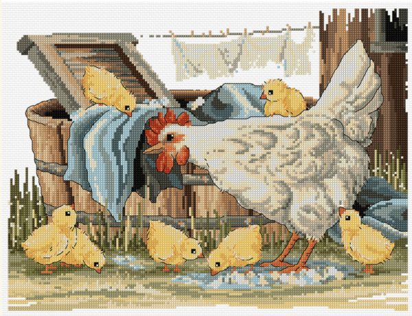 Country Threads Wash Tub Chicks FJP-1094 Hard Copy