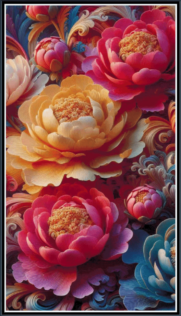 Symphony of Peonies Wattobiz Cross Stitch Chart PDF
