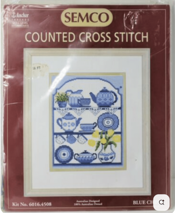 New Vintage Semco Counted Cross Stitch Blue China Willow Kit 6016.4508 16X21 Cms