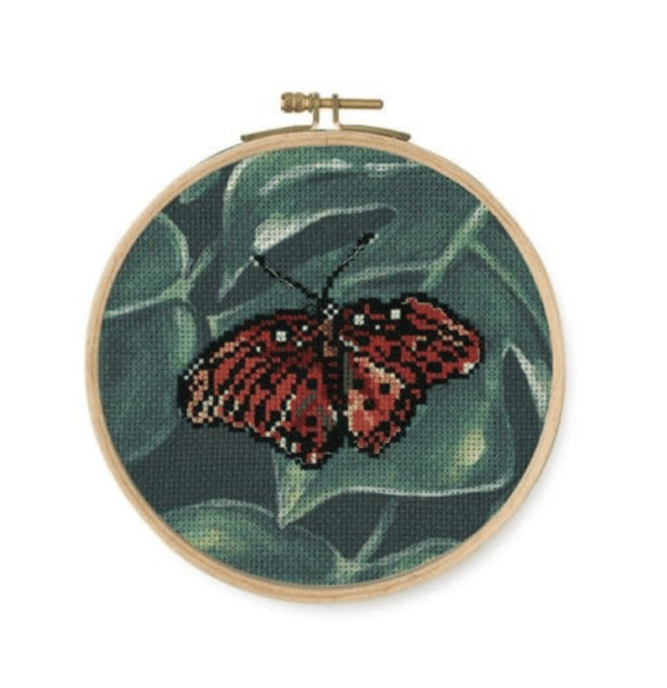 DMC Red Butterfly cross stitch kit