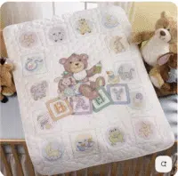 Bucilla Baby Stamped Cross Stitch Crib Cover Kit, 34 by 43-Inch, 45402 Blocks