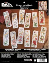 Bucilla Counted Cross Stitch Bookmark Kit, 2.5 by 8-Inch, 45571 Flowers of The Month (Set of 12)