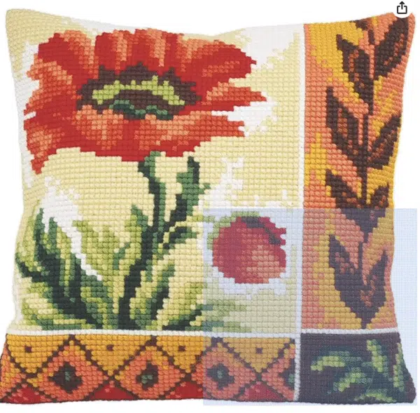Coquelicot Nouveau Collection D'Art Stamped Needlepoint Cushion Kit, 40 x 40cm