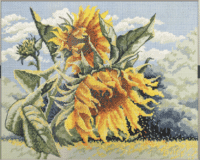 A1033 Sunflowers in the Wind Aine Cross Stitch Kit with Aida fabric