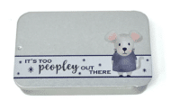 Reversible 'Too Peopley" needle minder magnet with tin