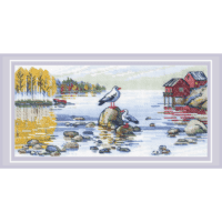 Riolis 2328 By the Lake Cross Stitch Kit with Aida fabric