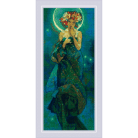 Riolis 2340 The Moon after A. Mucha’s Artwork Cross Stitch Kit with Aida fabric