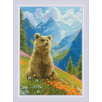 Riolis 2344 Clumsy Bear Cross Stitch Kit with Aida fabric