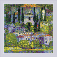 Riolis 2338 Landscape with Cypresses after G. Klimt’s Painting Cross Stitch Kit with Aida fabric