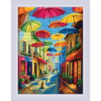 Riolis 2335 2335 Colorful Umbrellas Cross Stitch Kit with Aida fabric