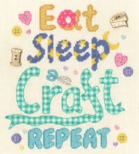 Bothy Threads XBD19 Eat, Sleep, Craft, Repeat Cross Stitch Kit