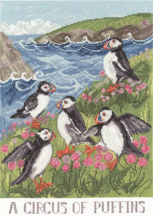 Bothy Threads XDD9 A Circus Of Puffins Cross Stitch Kit