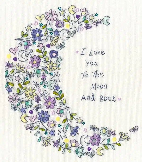 Bothy Threads XKA22 Love You To The Moon Cross Stitch Kit
