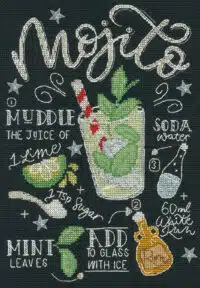 Bothy Threads XLJ3 Chalkboard Recipes Mojito Cross Stitch Kit