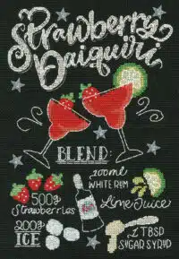 Bothy Threads XLJ4 Chalkboard Recipes Strawberry Daiquiri Cross Stitch Kit