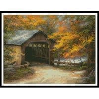 Artecy Cross Stitch Autumn Bridge 13945 CP Cross Stitch Chart Hard Copy